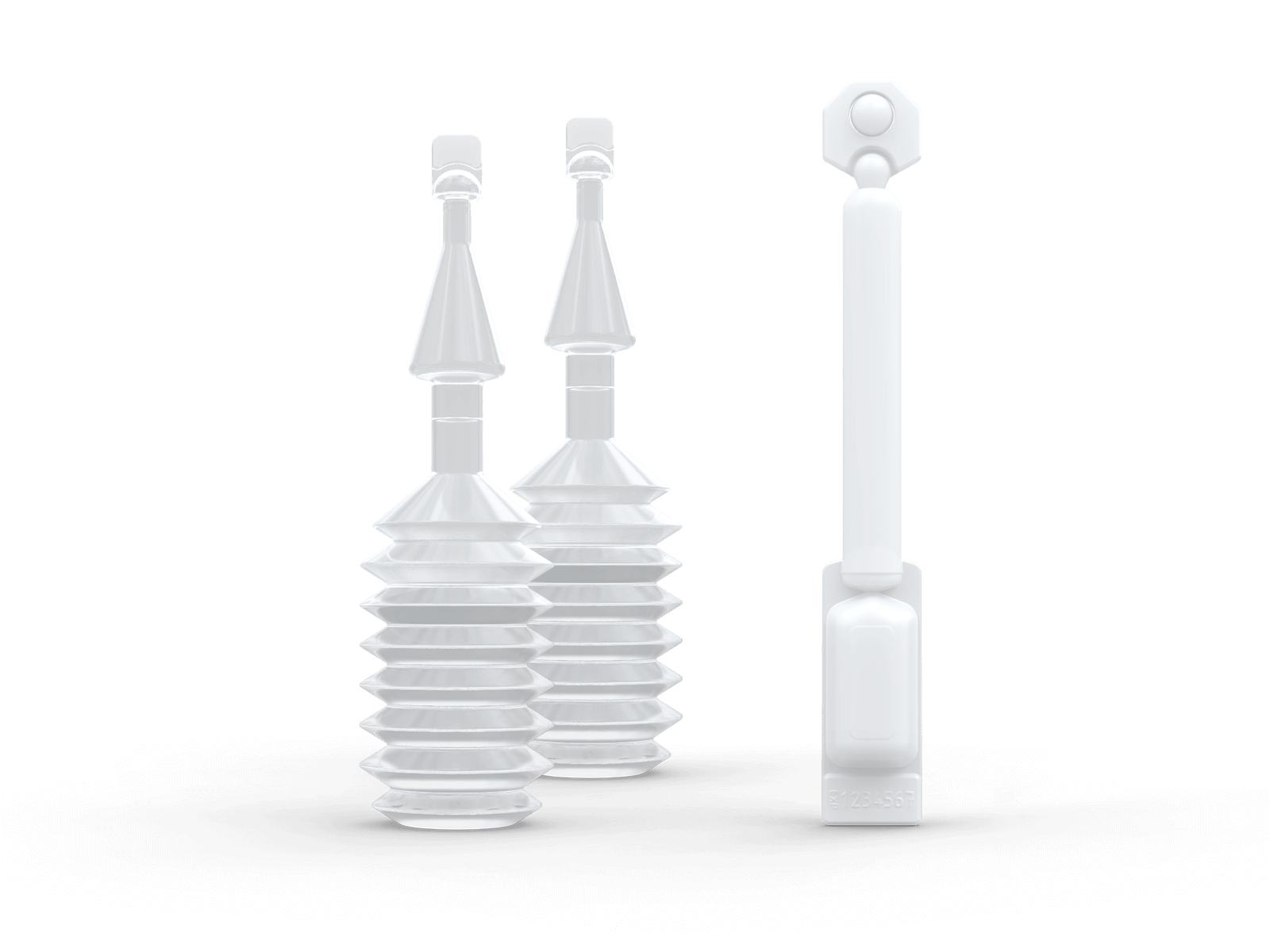Rendering eines Blow-Fill-Seal Faltenbalgbehälters und Applikator
